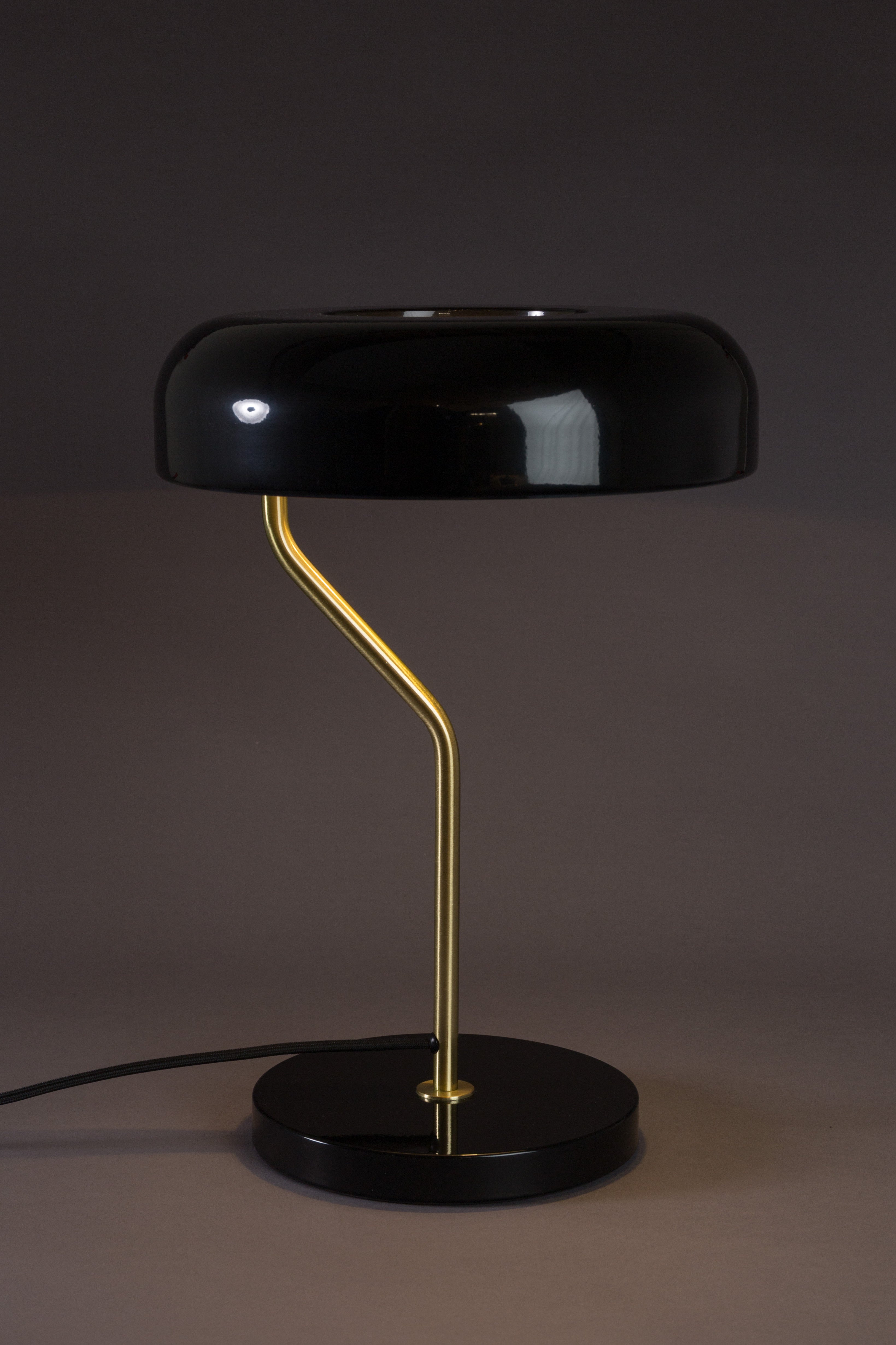 Dutchbone Eclipse Gloss Black & Gold Open Top Table Lamp